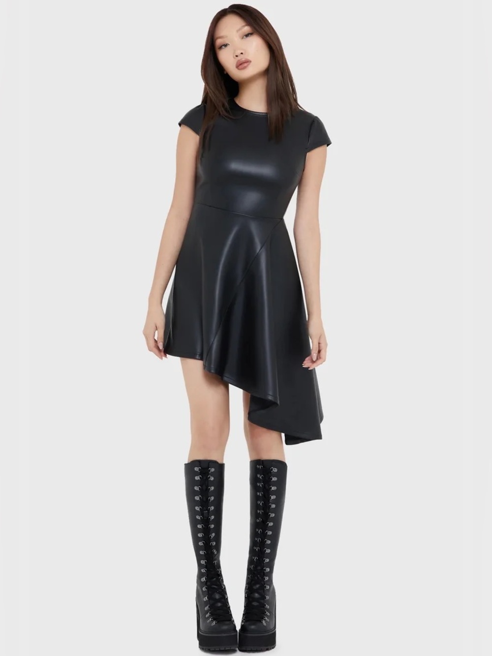 NEW KILLSTAR x KIHILIST Black Ashfall Faux Leather Mini Dress 2XL